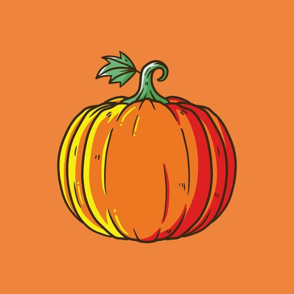 laranja abóbora vetor desenho animado ilustração. outono dia das Bruxas e Ação de graças abóbora, vegetal gráfico ou imprimir.