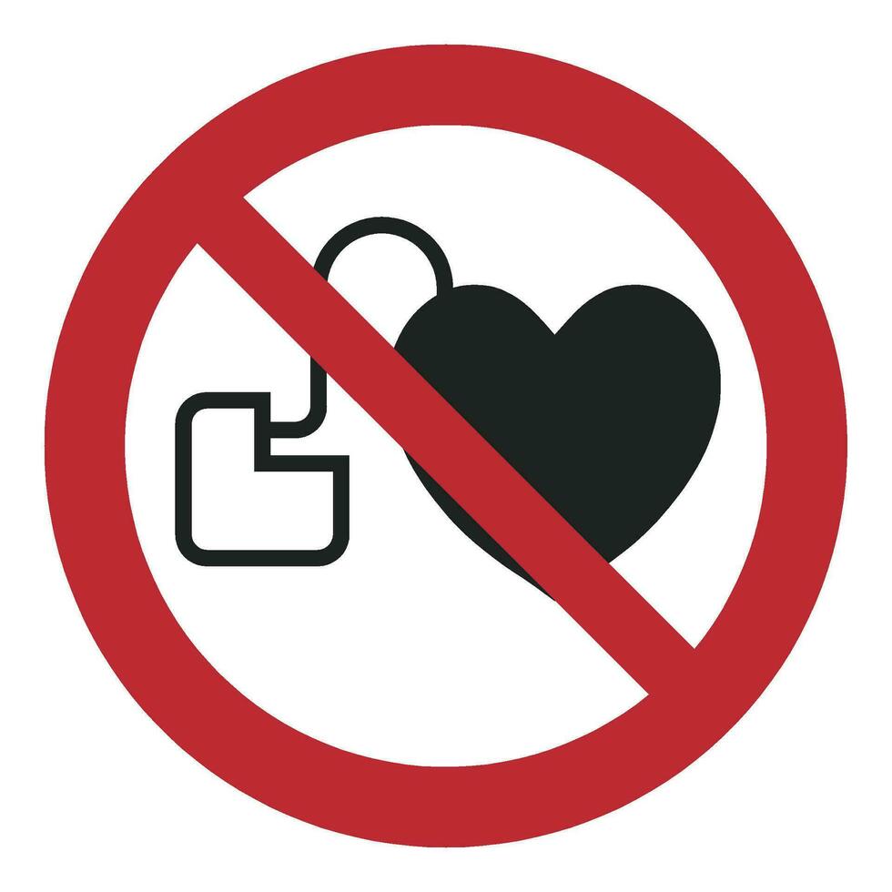 iso 7010 registrado segurança sinais símbolo pictograma advertências Cuidado Perigo proibição não Acesso para pessoas com ativo implantado cardíaco dispositivos vetor