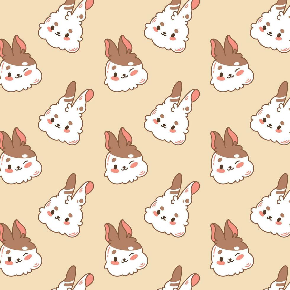 fofa crianças vetor fundo, padronizar com coelhos, lebres dentro animê estilo, kawaii. adequado para decoração crianças quartos, papel de parede, invólucro papel, crianças roupas.