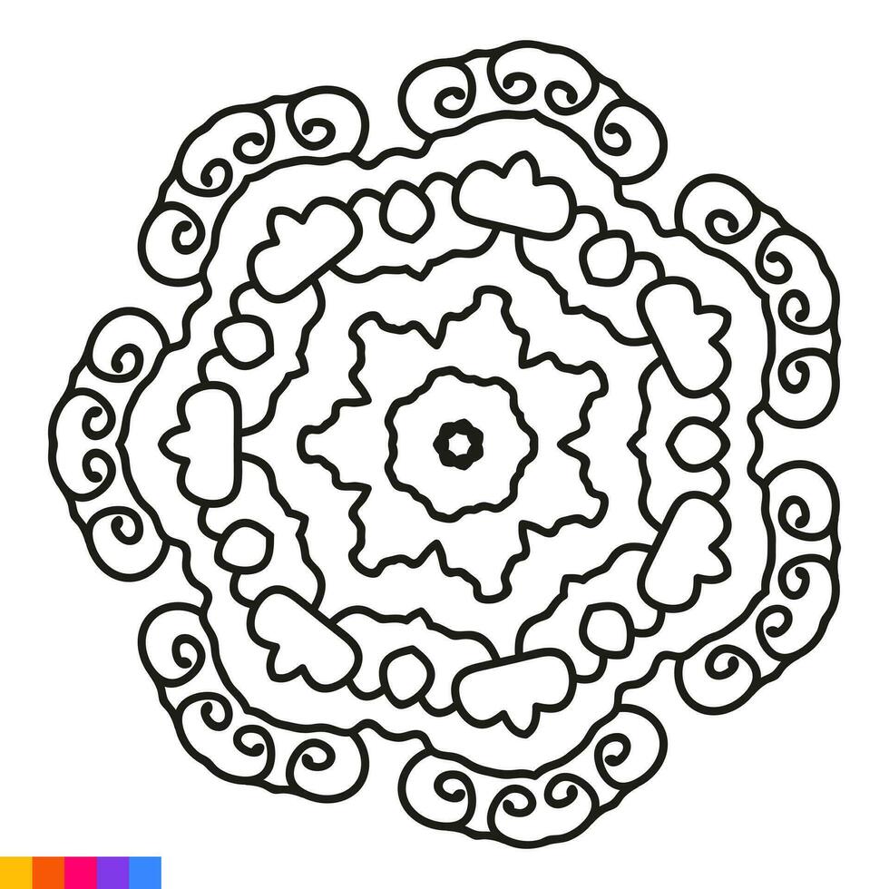 mandala arte para coloração livro. limpar \ limpo decorativo volta ornamento. oriental padrão, vetor ilustração coloração livro página. circular padronizar dentro Formato do mandala para hena, mehndi, tatuagem, decoração.