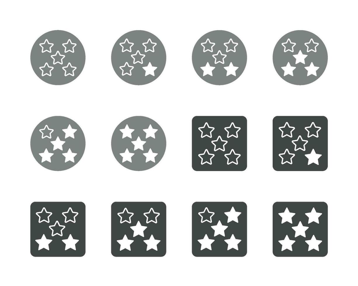 Avaliação cinco Estrela ícone conjunto, vetor e ilustração