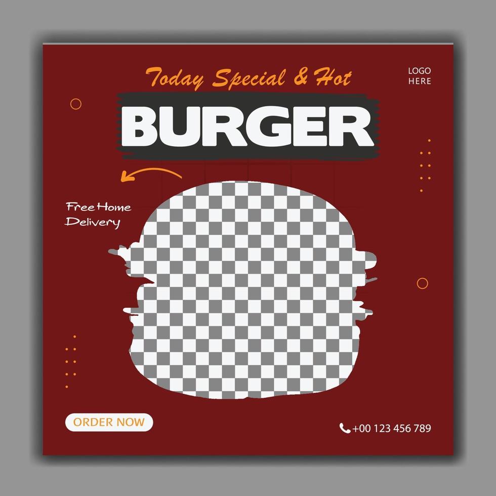 modelo de postagem de hambúrguer especial em mídia social vetor