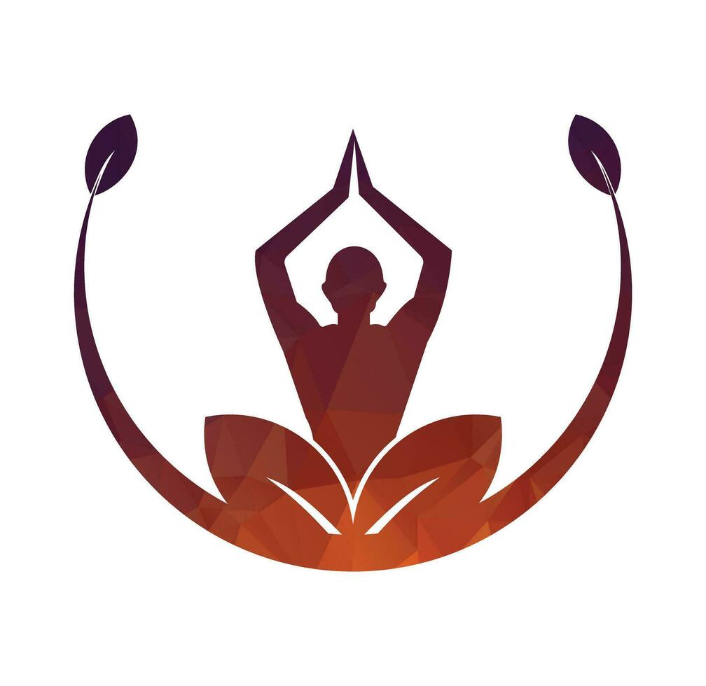estoque de design de logotipo de ioga. meditação humana em ilustração vetorial de flor de lótus vetor