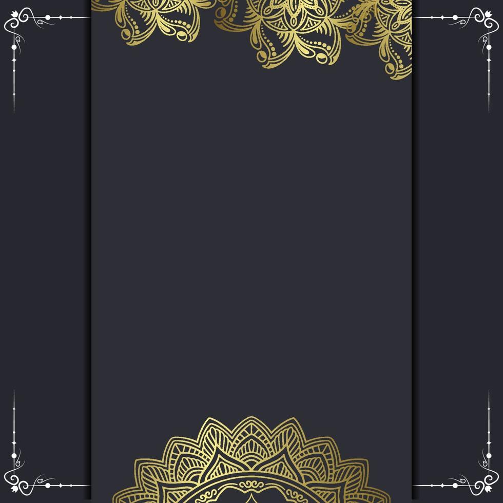 Fundo ornamentado de mandala de ouro de luxo para convite de casamento vetor