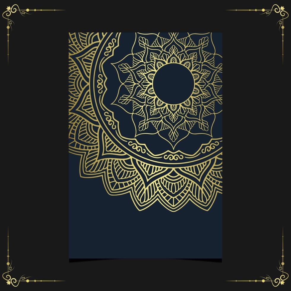 Fundo ornamentado de mandala de ouro de luxo para convite de casamento vetor