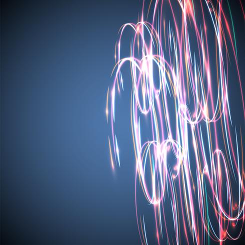 Círculos obscuros de néon em um fundo azul, ilustração do vetor. vetor