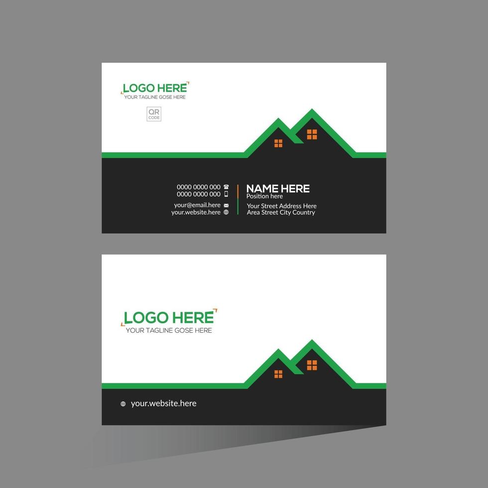 design de cartão de visita de vetor de cor preta e verde