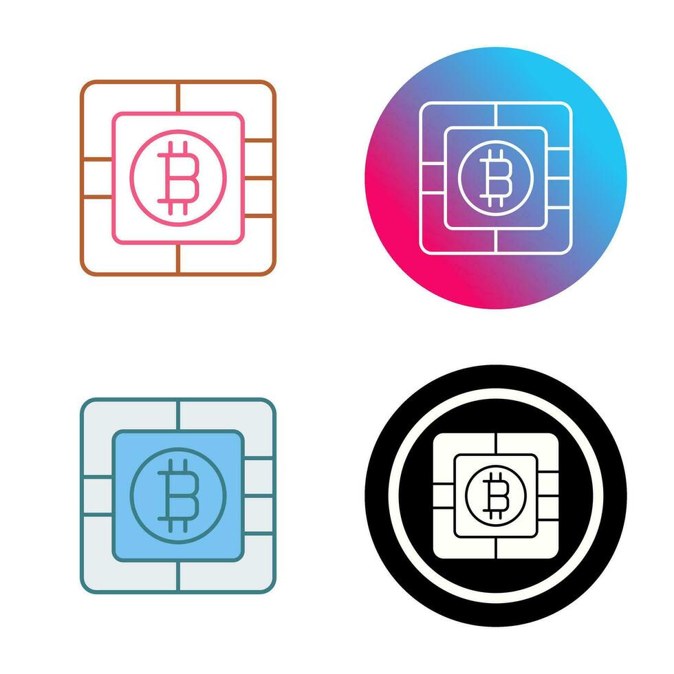 ícone de vetor de chip de bitcoin