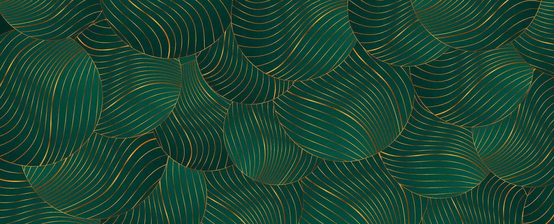 turquesa abstrato fundo com dourado ondulado padronizar vetor