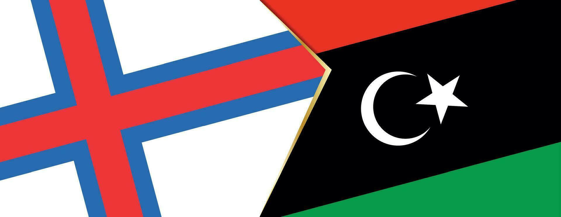 faroé ilhas e Líbia bandeiras, dois vetor bandeiras.