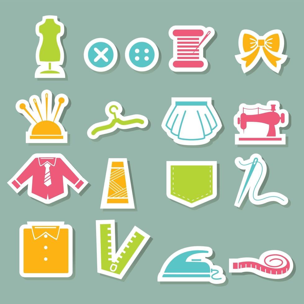 ícones de equipamentos de costura vetor