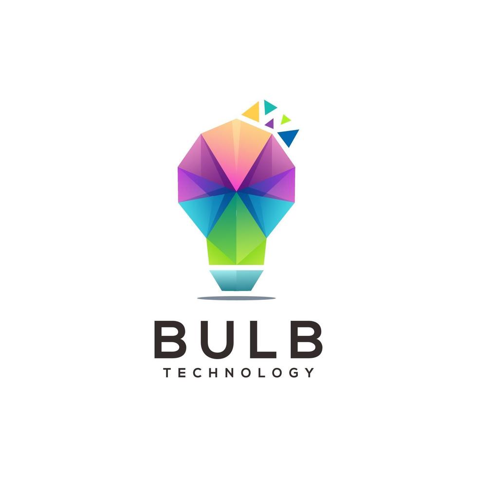 bulbo colorido ilustração do logotipo abstrato geométrico vetor