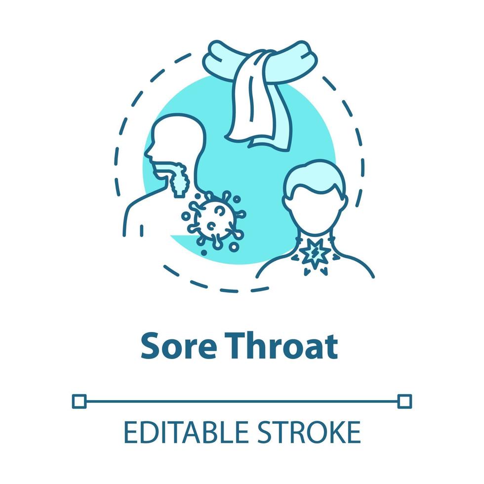 ícone do conceito de dor de garganta vetor