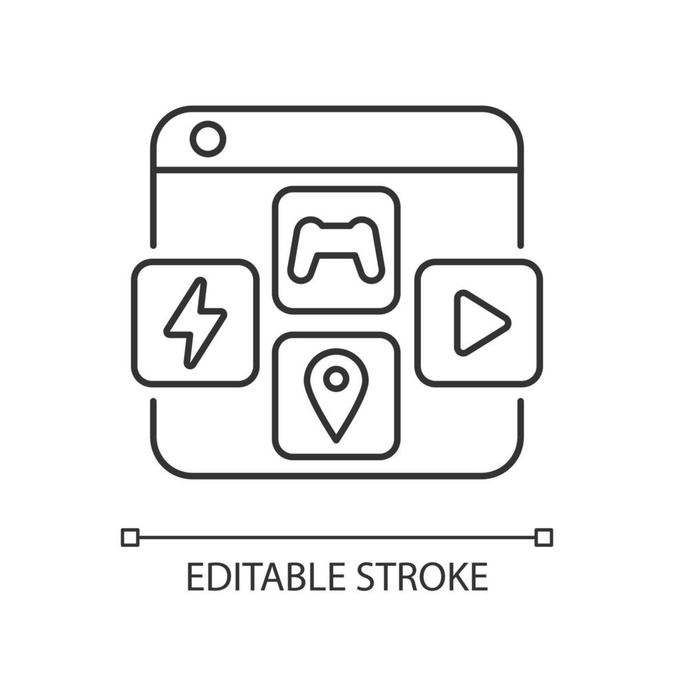 ícone linear de plataformas de distribuição de aplicativos vetor