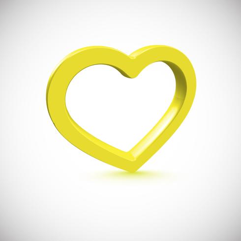 Moldura de coração 3D amarelo, ilustração vetorial vetor