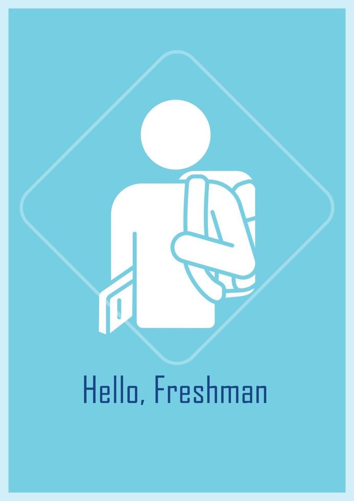 Bem-vindo, novo cartão de estudante com elemento de ícone de glifo vetor