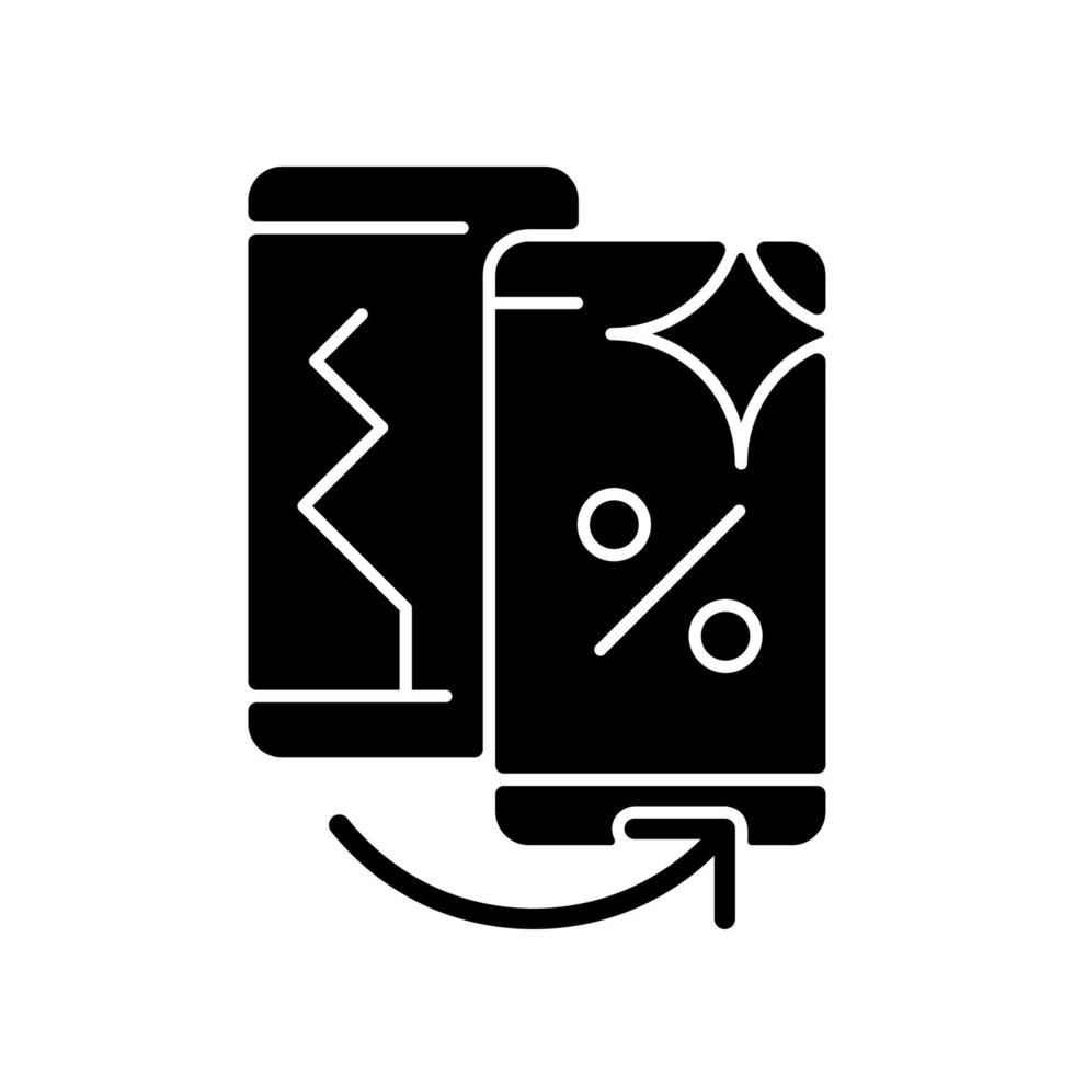 ícone de glifo preto de substituição de telefone antigo vetor
