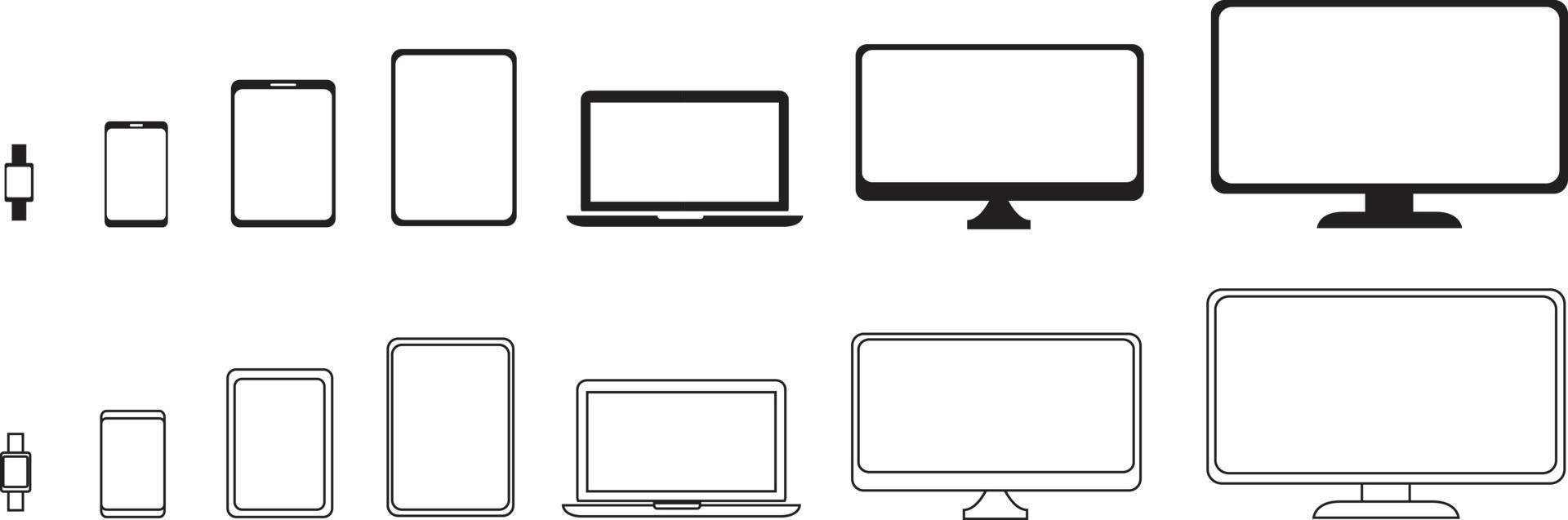 conjunto de ícones do dispositivo. coleção de dispositivos vetor