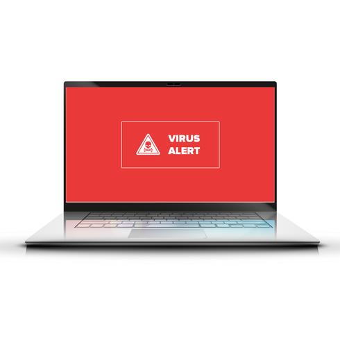 Computador de alta detalhado com alerta de vírus, ilustração vetorial vetor