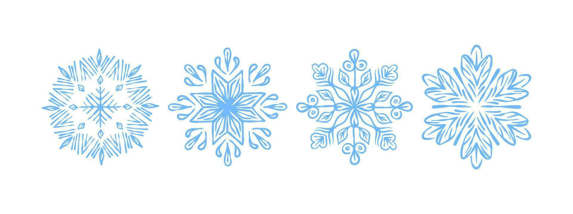 flocos de neve esboço definir. mão desenhado flocos de neve. floco de neve diferente ícones. vetor escalável gráficos
