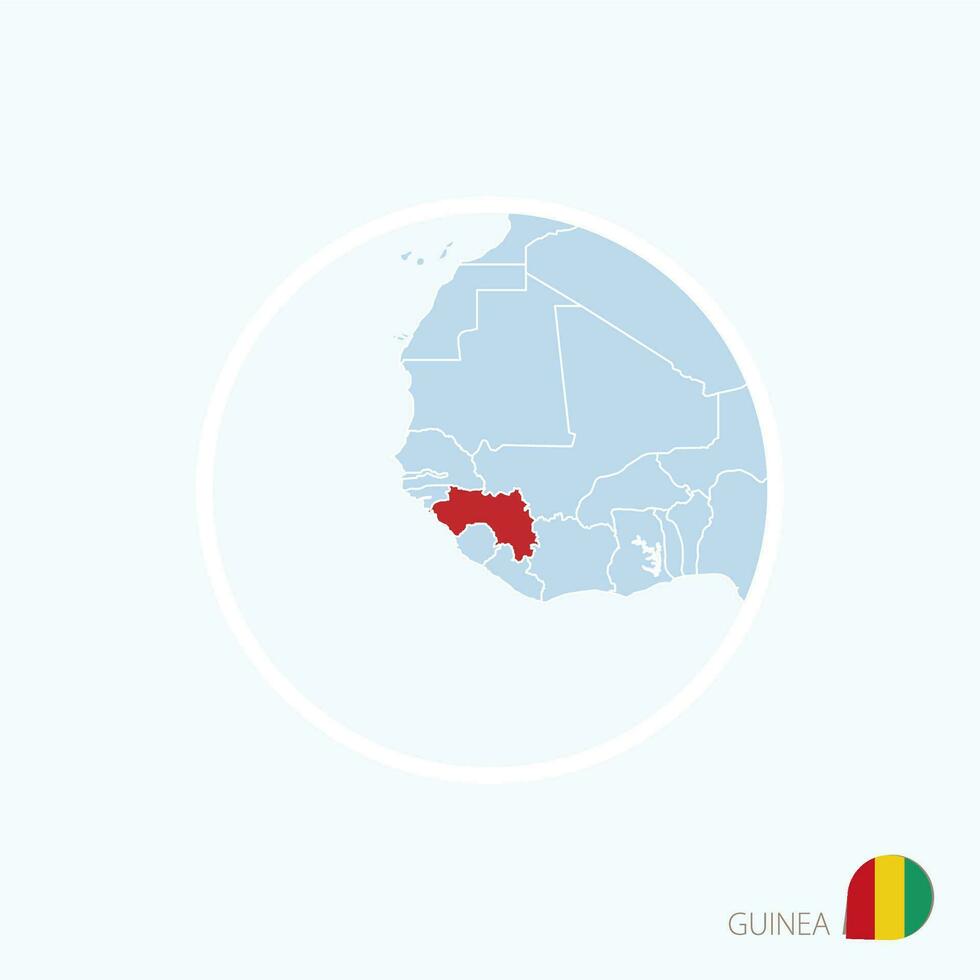 mapa ícone do guiné. azul mapa do África com em destaque Guiné dentro vermelho cor. vetor
