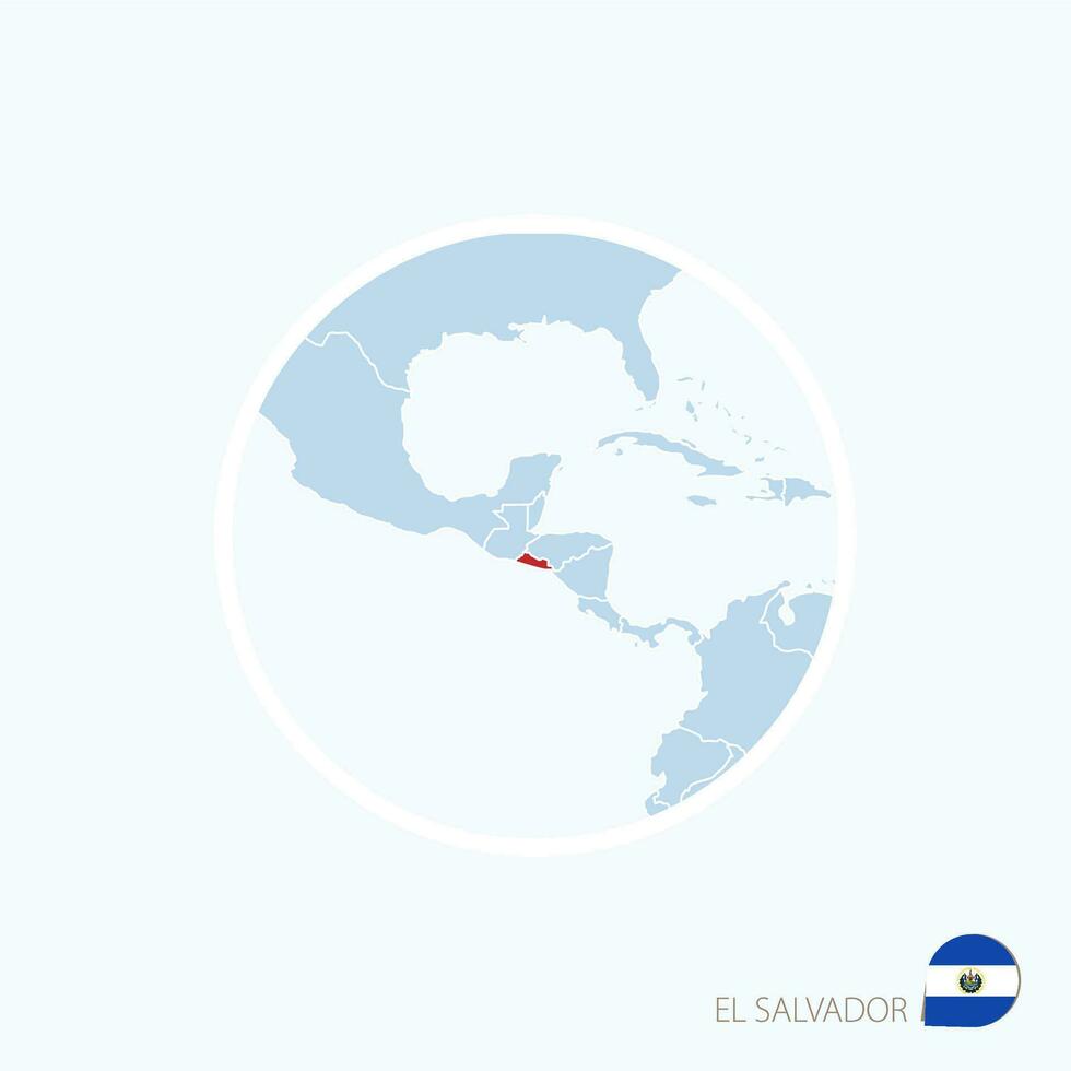 mapa ícone do el salvador. azul mapa do central América com em destaque el salvador dentro vermelho cor. vetor