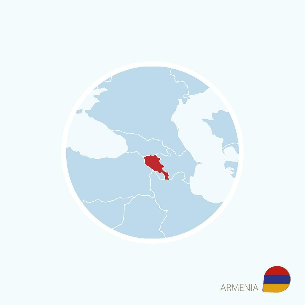 mapa ícone do Armênia. azul mapa do Europa com em destaque Armênia dentro vermelho cor. vetor