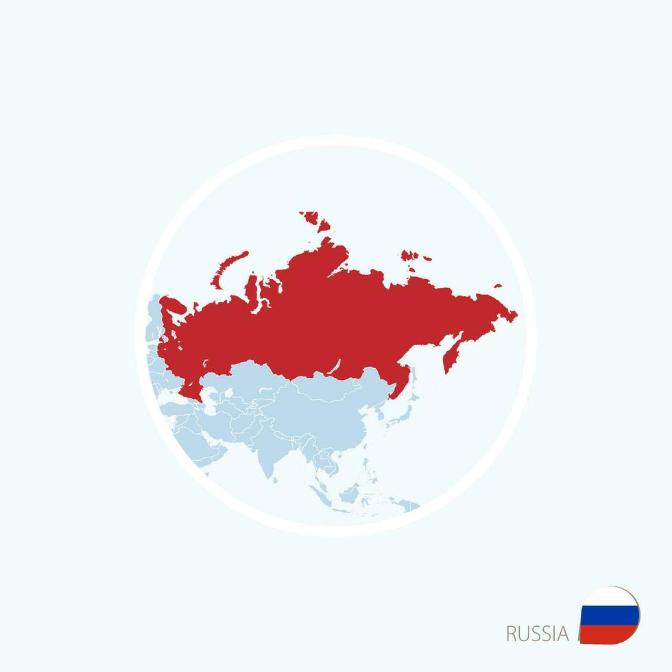 mapa ícone do Rússia. azul mapa do Europa com em destaque Rússia dentro vermelho cor. vetor