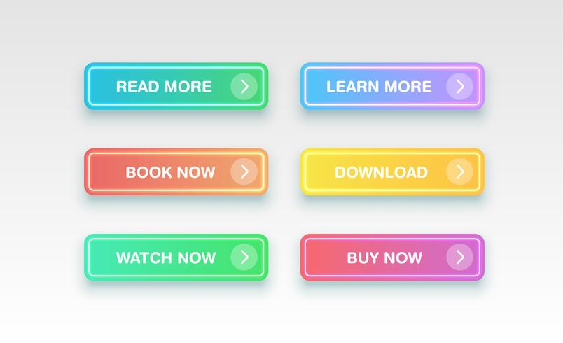 Botões limpos coloridos para sites, ilustração vetorial vetor
