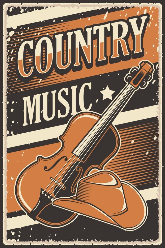 poster retro de música country rústica vetor