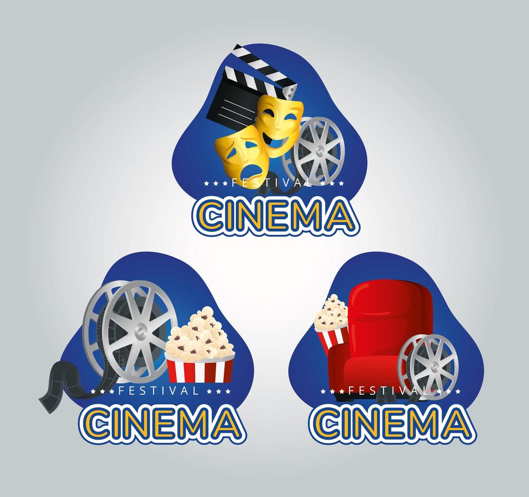 desenho vetorial conjunto de ícones de festival de cinema vetor