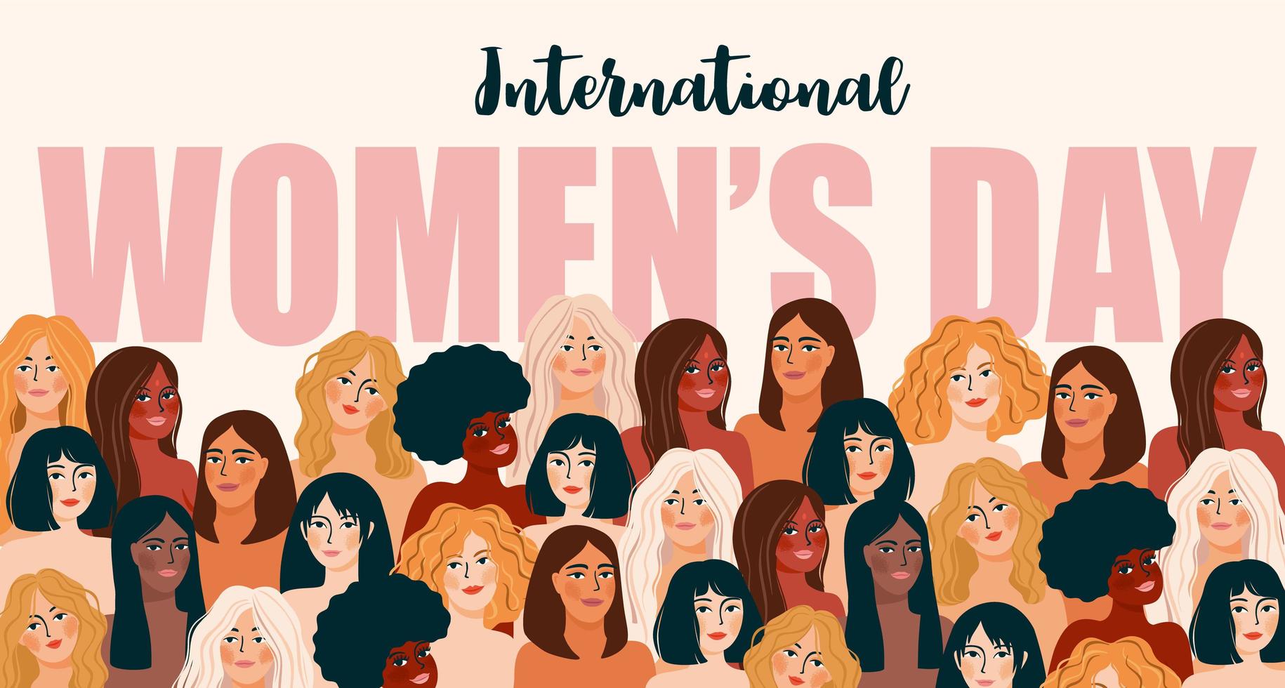 dia internacional da mulher. ilustração vetorial com mulheres vetor