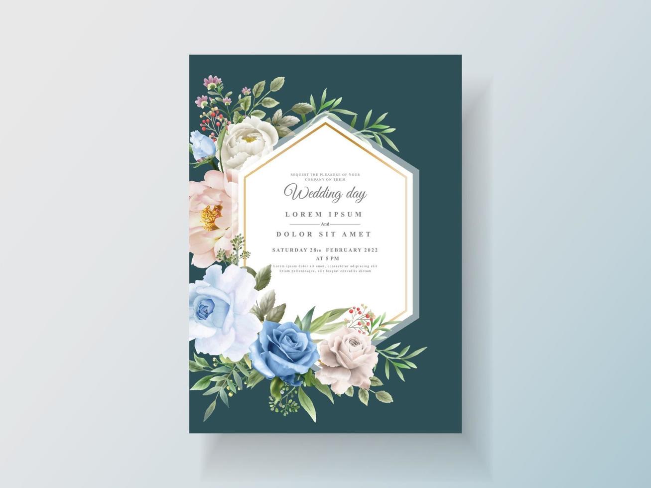 convite de casamento com aquarela floral linda vetor