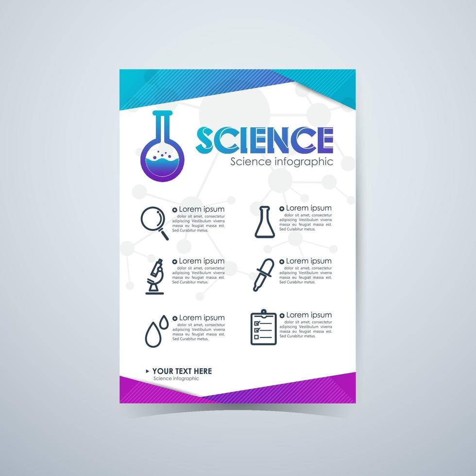 infográfico de ciência. relatório, layout de modelo de capa de brochuras vetor