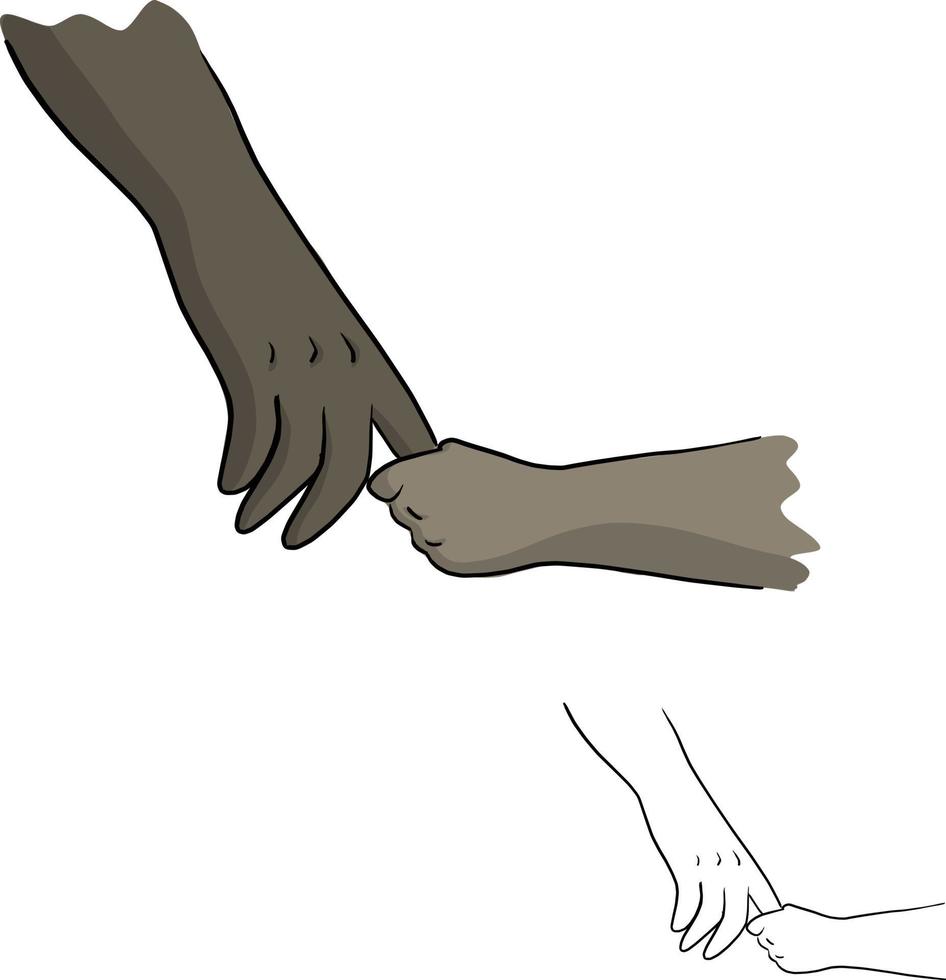 mão de uma pessoa afro-americana segurando um vetor de criança