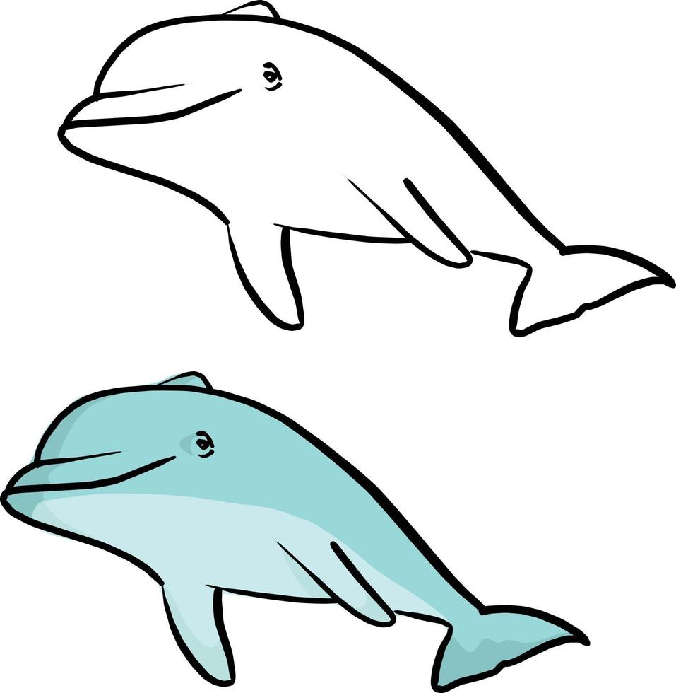 desenho de ilustração vetorial de golfinho sorridente azul vetor