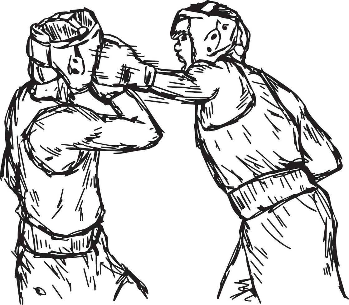 lutadores de boxe com guarda-costas de boxe - ilustração vetorial vetor