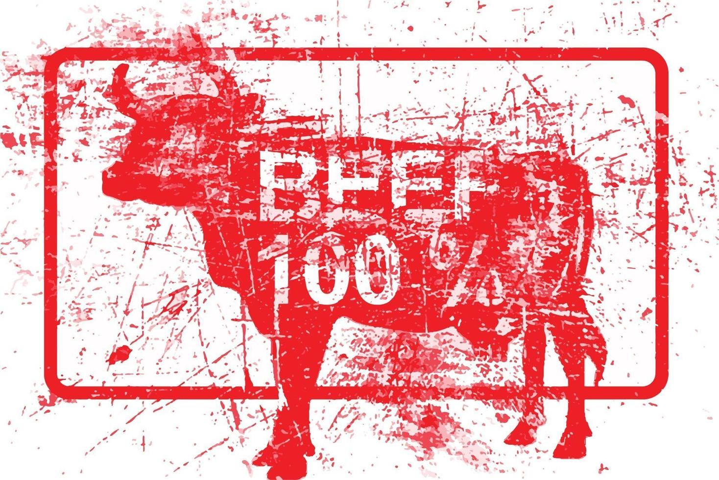 carne 100 por cento - carimbo sujo de borracha vermelha vetor