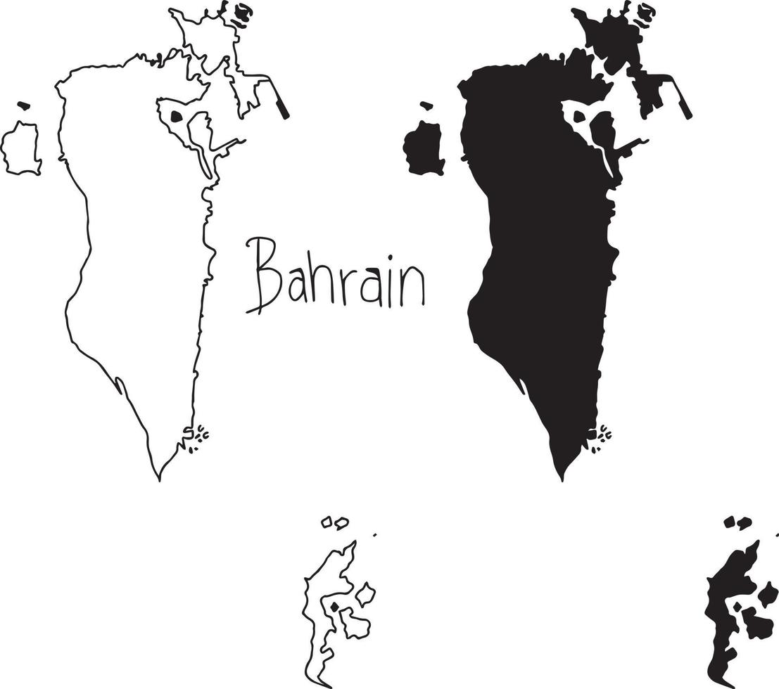 esboço e mapa de silhueta de Bahrein - vetor
