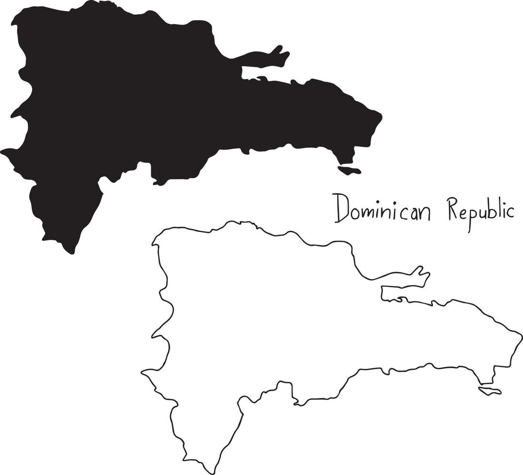 esboço e mapa da silhueta da República Dominicana - vetor