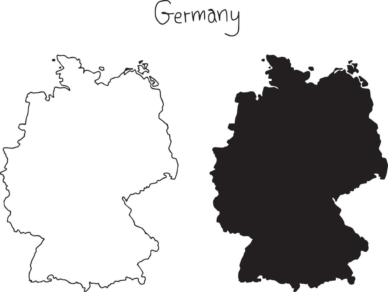esboço e mapa da silhueta da Alemanha - ilustração vetorial vetor