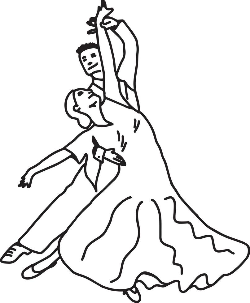 casal dançando - desenho de ilustração vetorial desenhado à mão vetor