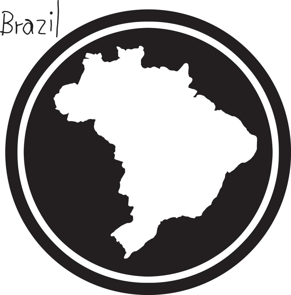 ilustração vetorial mapa branco do brasil no círculo preto vetor