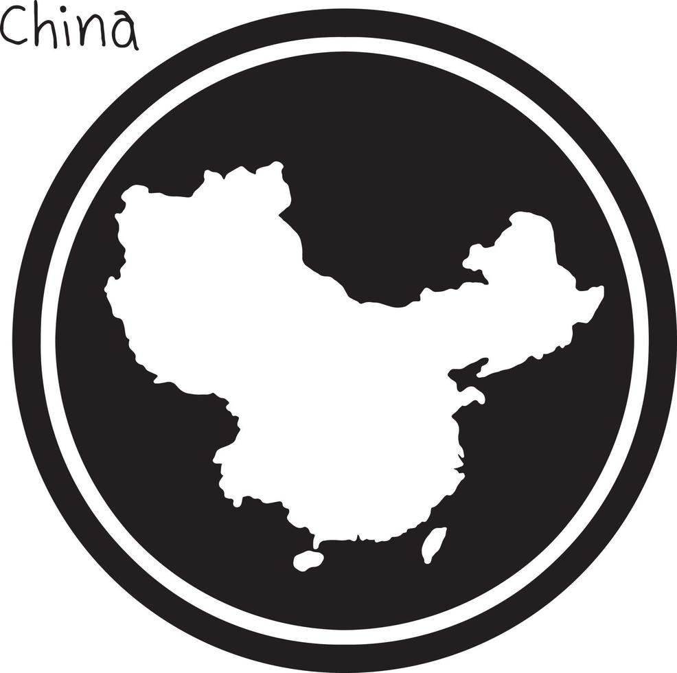 ilustração vetorial mapa branco da china no círculo preto vetor