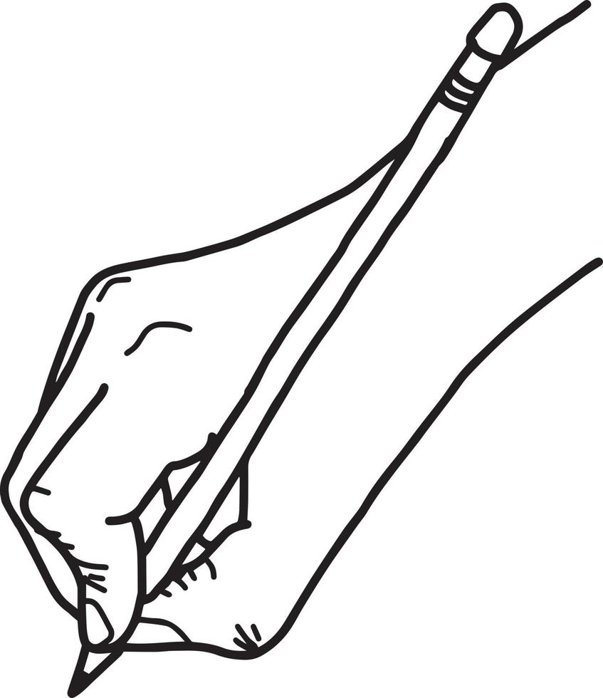 mão escrevendo com lápis - desenho de ilustração vetorial vetor