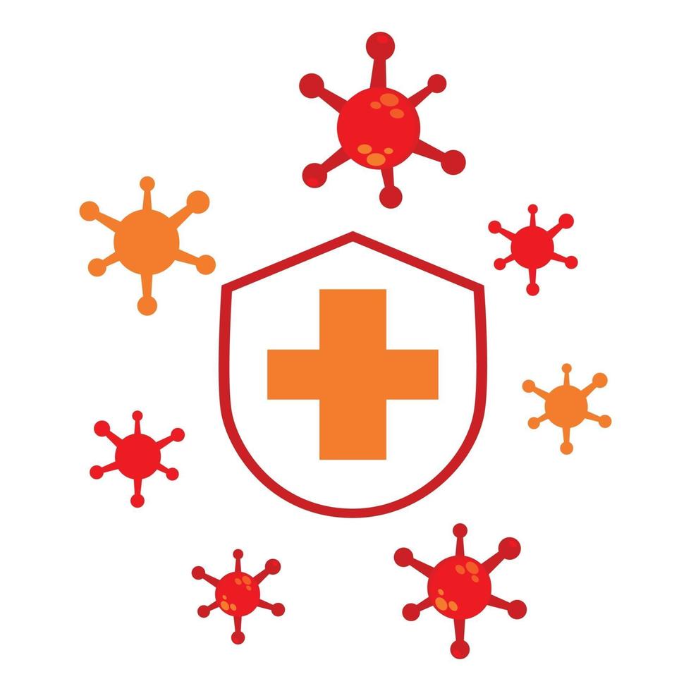 escudo com símbolo de saúde. design de ilustração de proteção contra pandemia. vetor