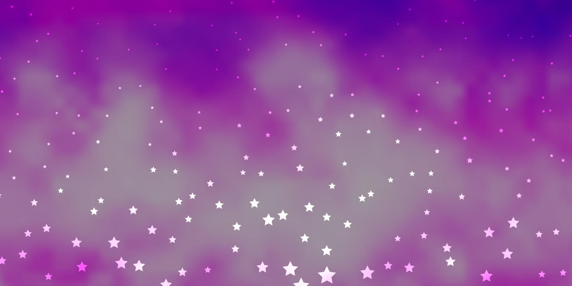layout de vetor roxo escuro, rosa com estrelas brilhantes.