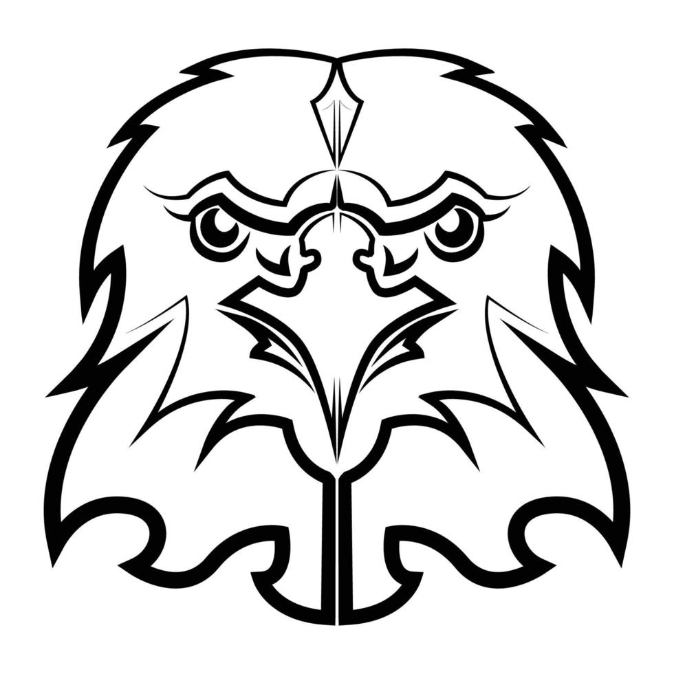 arte de linha preto e branco da cabeça de águia. vetor