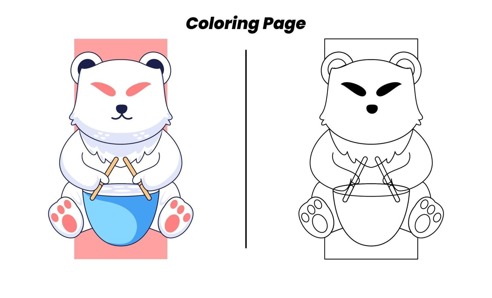 gato fofo brincando com páginas para colorir vetor