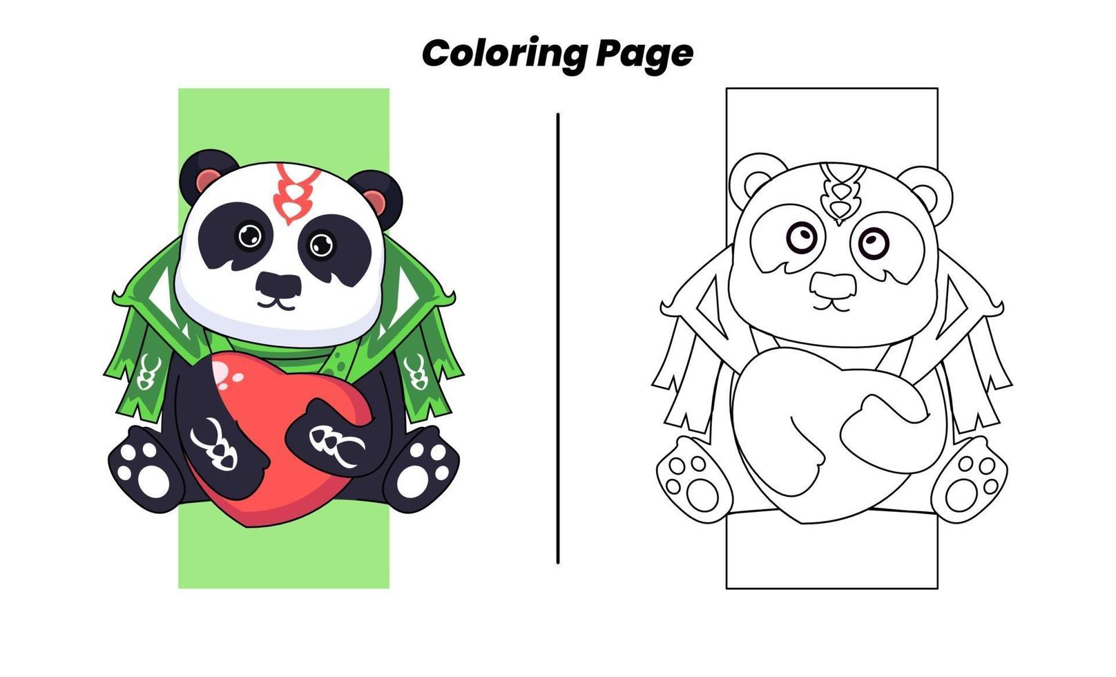 Panda bonito segurando uma página para colorir de desenho de